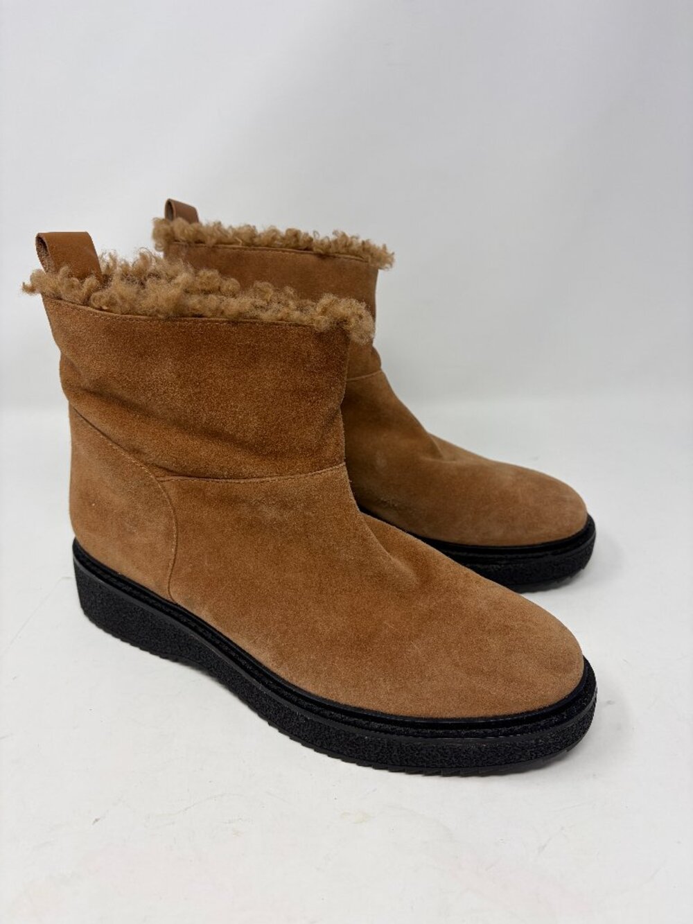 NWOT HOOR women's winter boots 37 tan suede leather shearling Italy luxury
